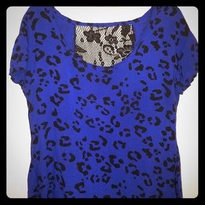 Blue and Black Lace Top